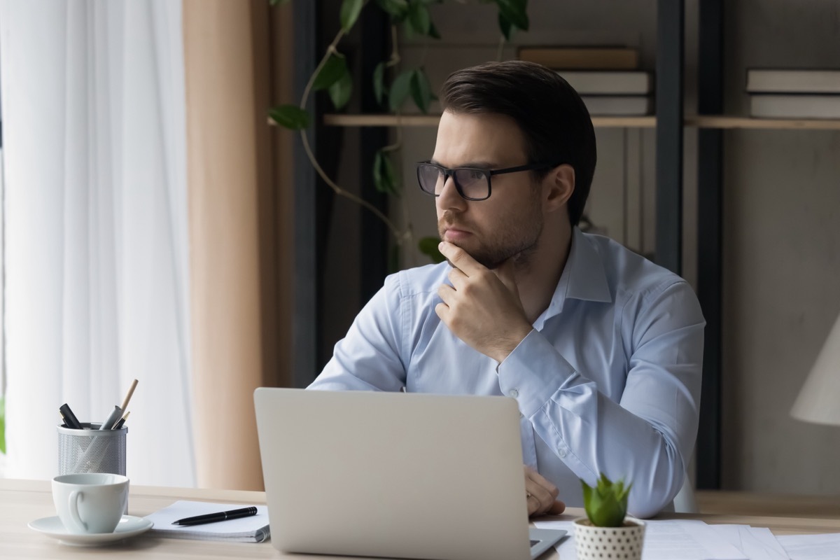 Pensive Man Working