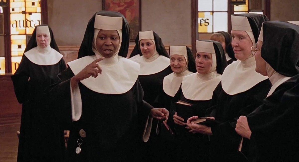 Whoopi Goldberg, Kathy Najimy, Ellen Albertini Dow, Edith Diaz, and Mary Wickes in Sister Act (1992)