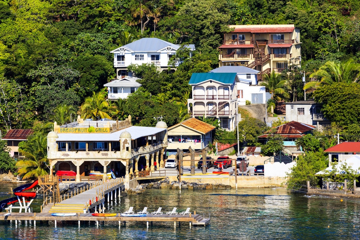 Roatan Island Honduras Jan 28 2016:¬†Coxen Hole, also called Roatan Town is the largest city on the island and also the capital of the Bay Islands of Honduras with a population of 5070.¬†The island in the Caribbean, about 65 kilometers off the northern coast of Honduras.