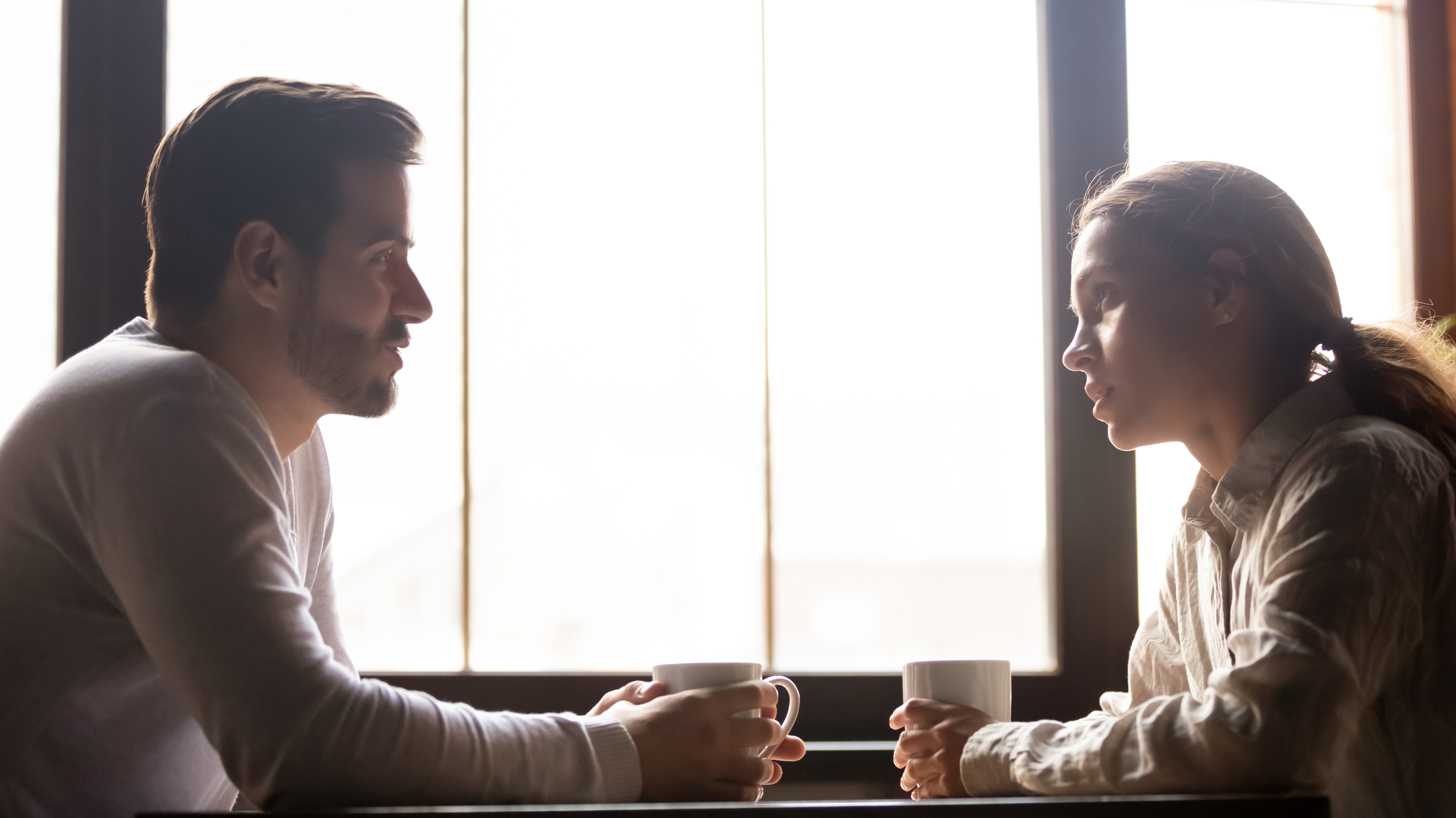 couple having a series conversation