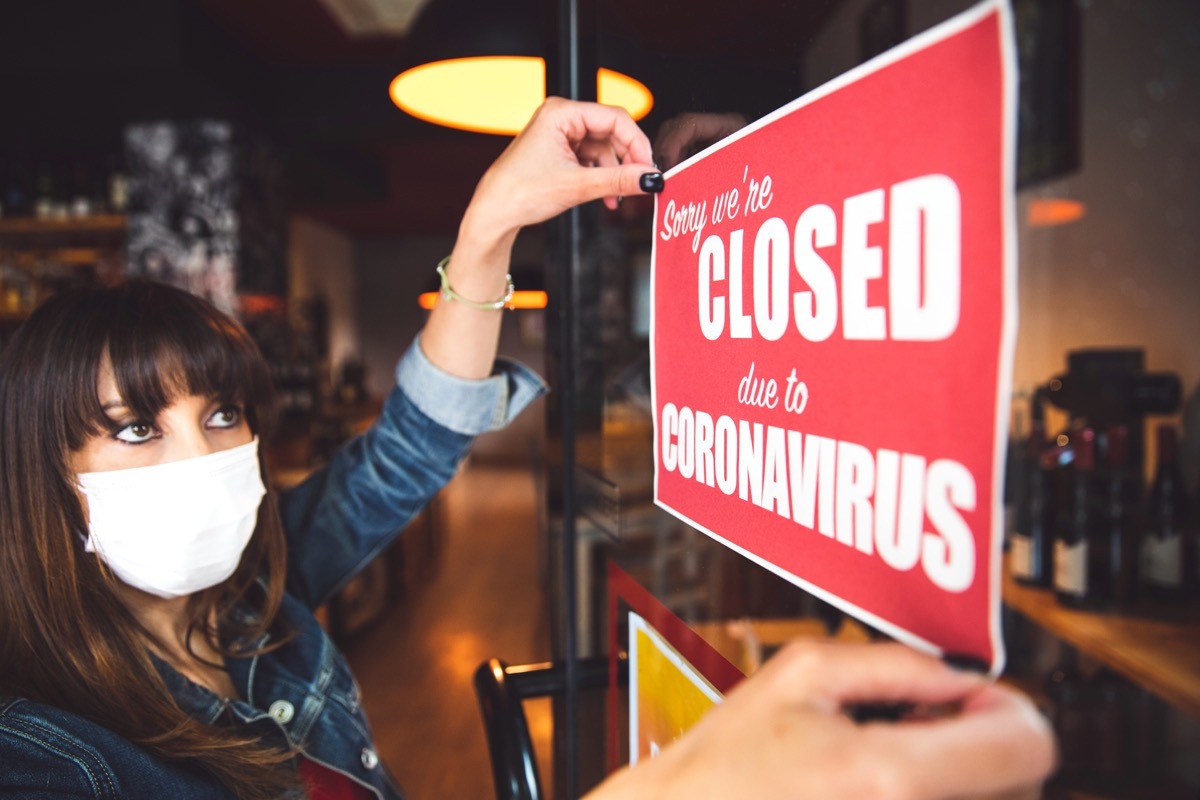 Small business closing sign due to Covid-19 coronavirus