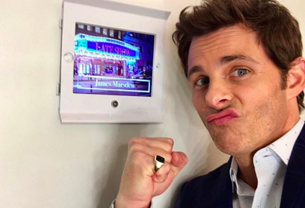 james marsden appearing on the late show with stephen colbert.