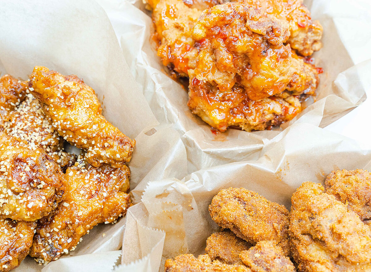 fried chicken wings in baskets