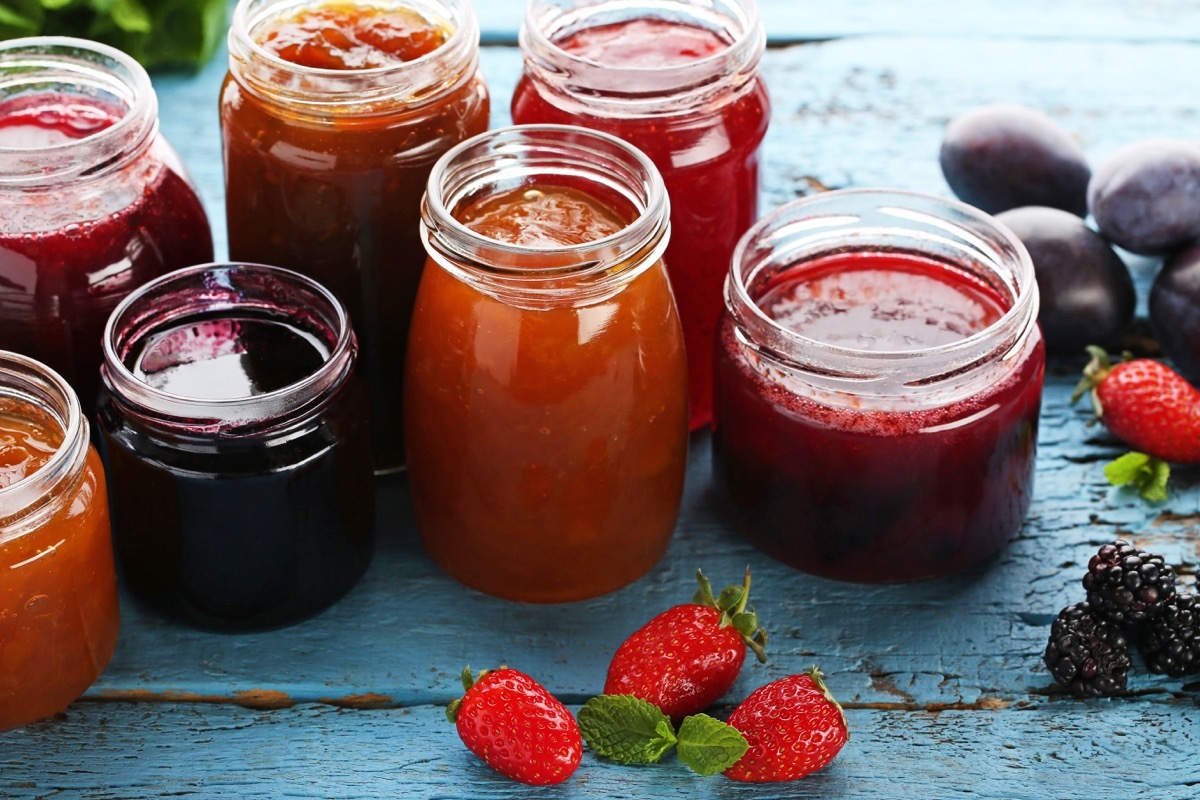 Homemade jams in jars