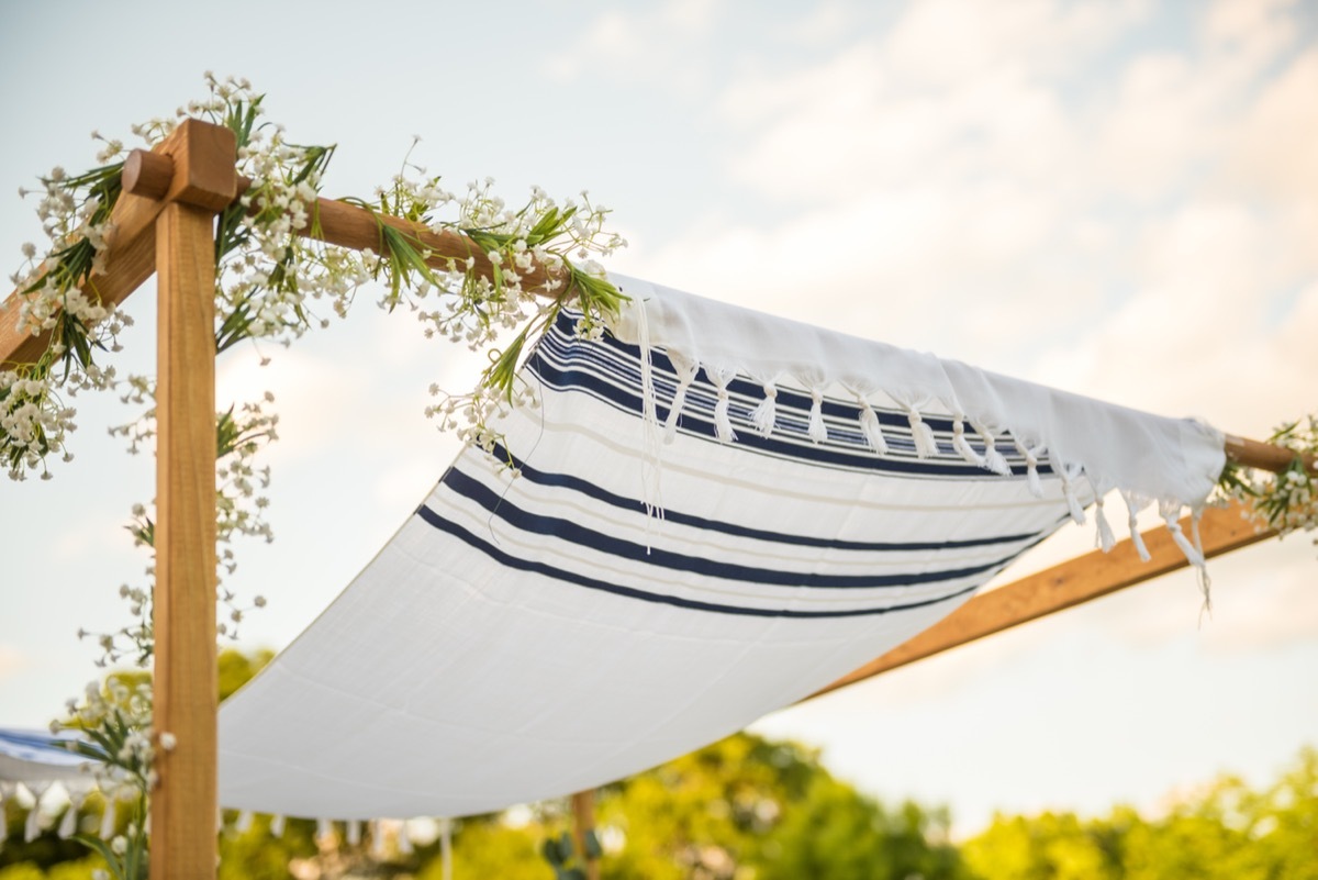 Close up of Chuppah canopy cloth 