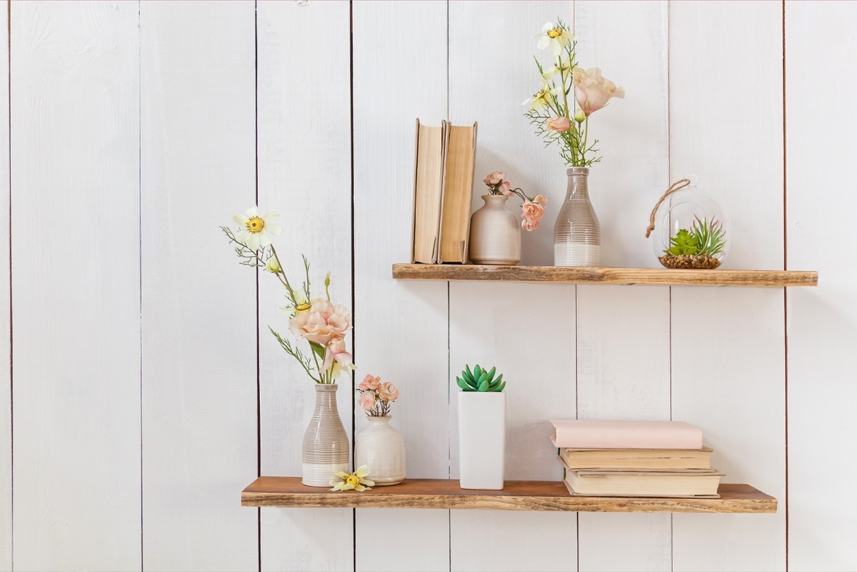 floating shelves on wall