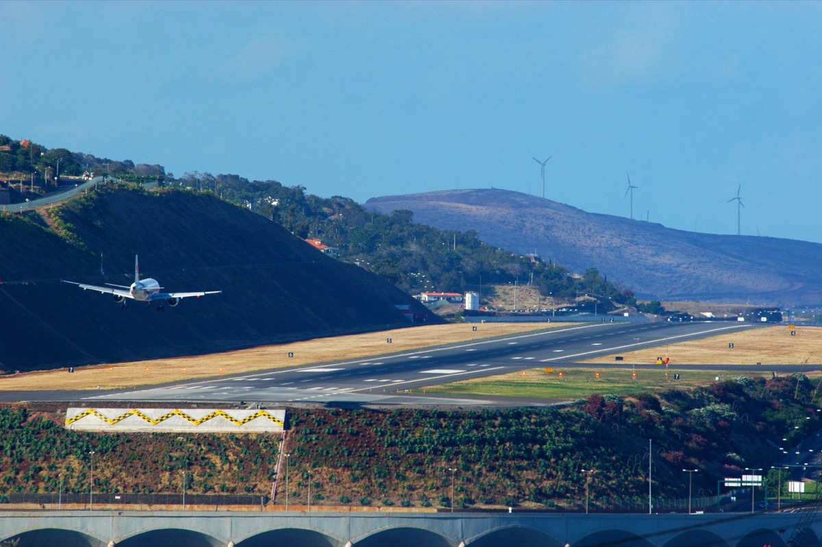 madeira airport located on the very eastern coast of the island