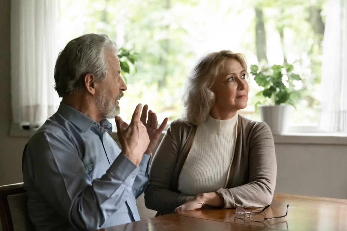 Elderly couple arguing.