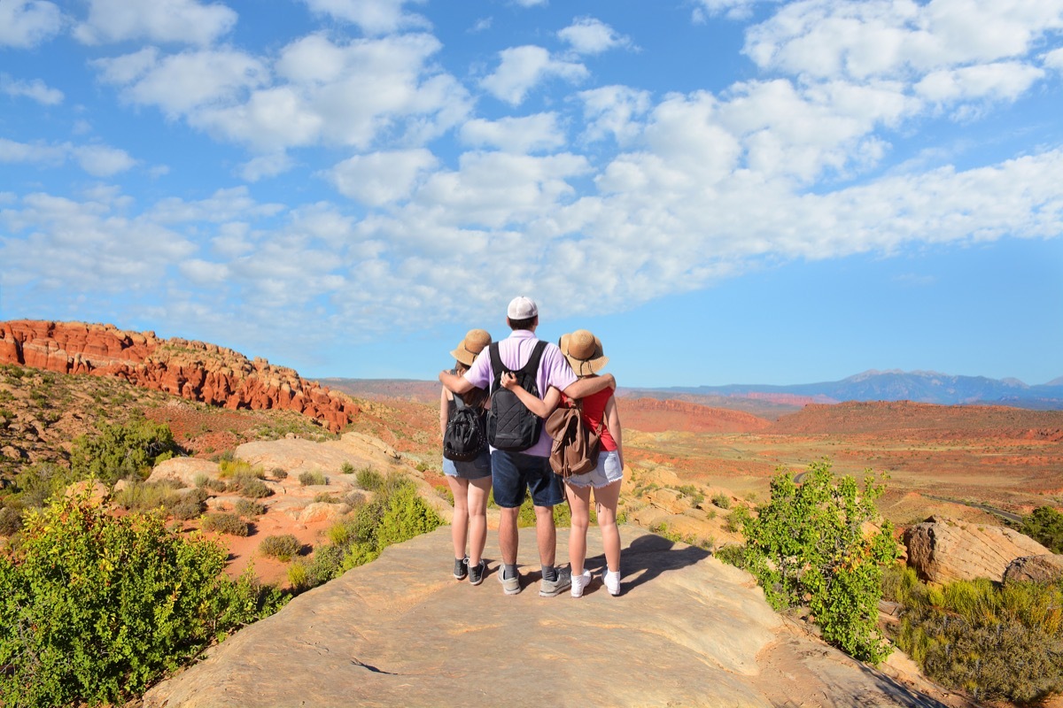 Family admiring national park