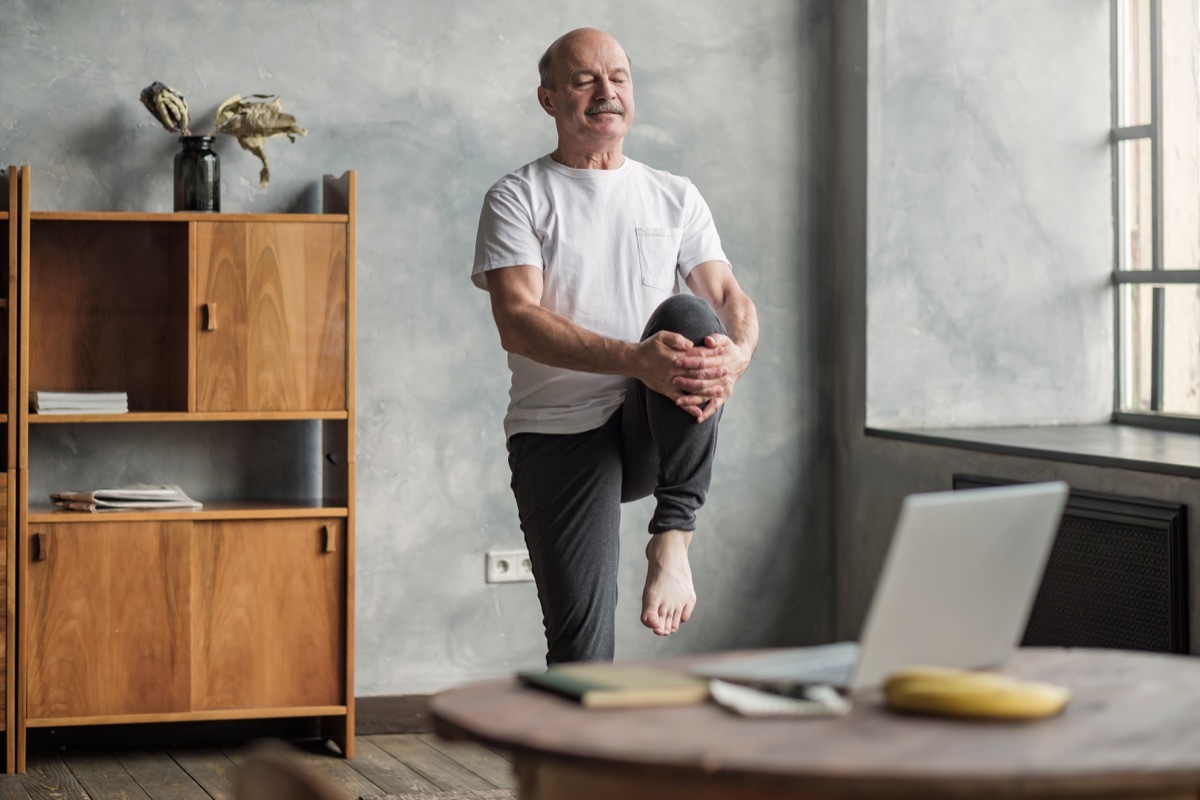 Elderly Man Exercising Virtually