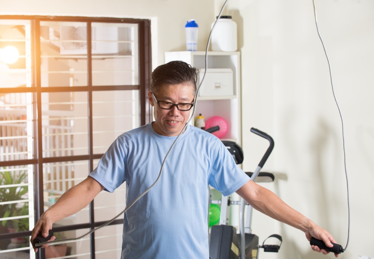 Man doing jump rope