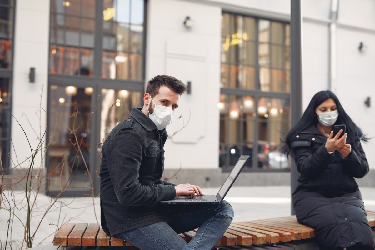 Couple sitting on a bench