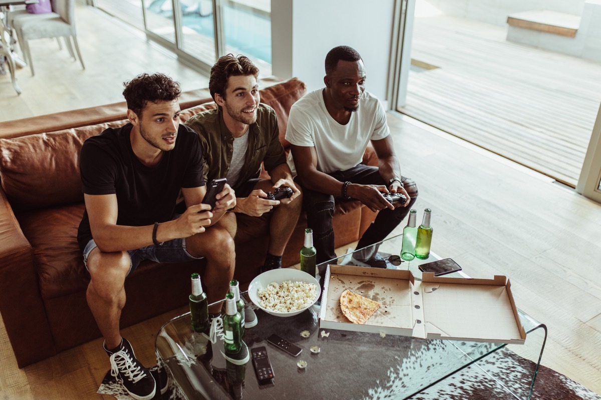 Boys playing video games