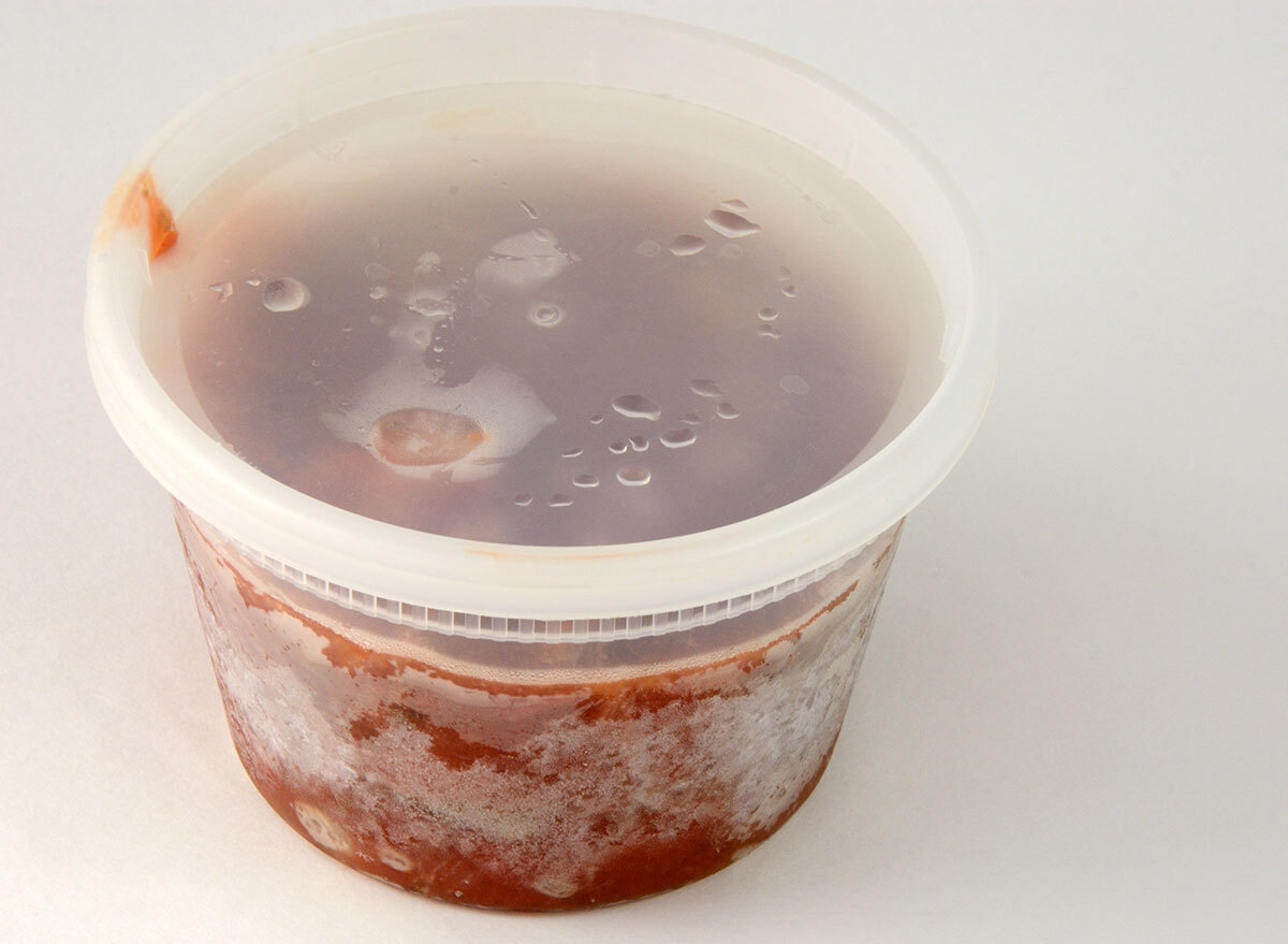 frozen liquid in freezer burned tub