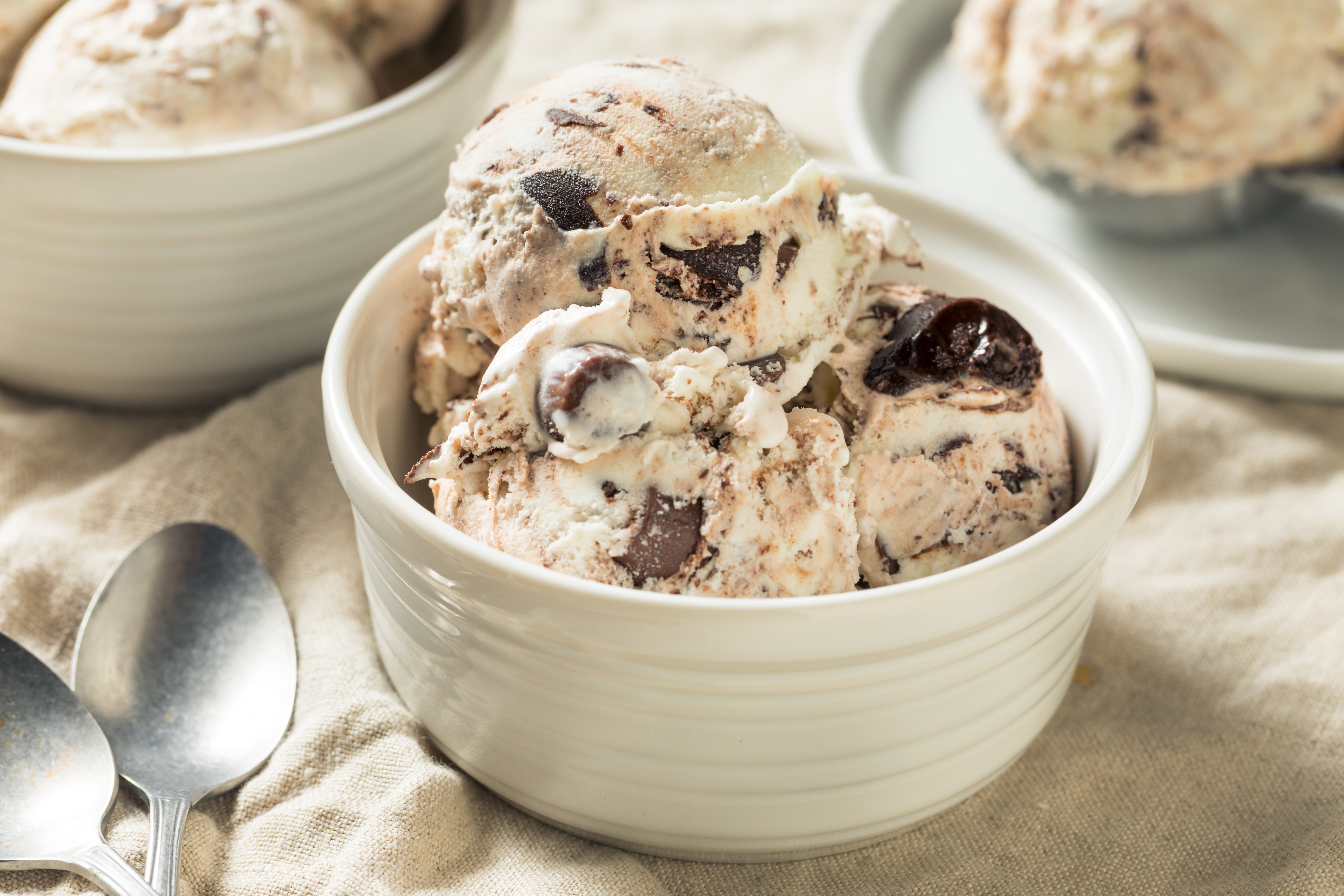 Homemade Moose Tracks Ice Cream in a Bowl