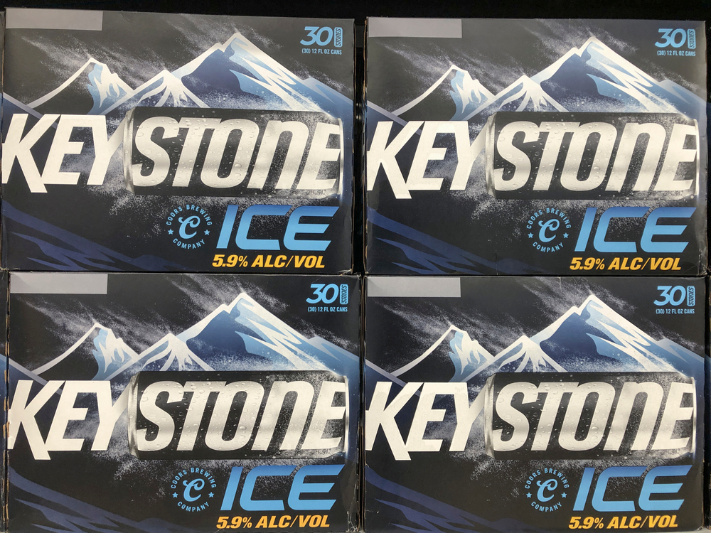 Cases of Keystone Ice beer