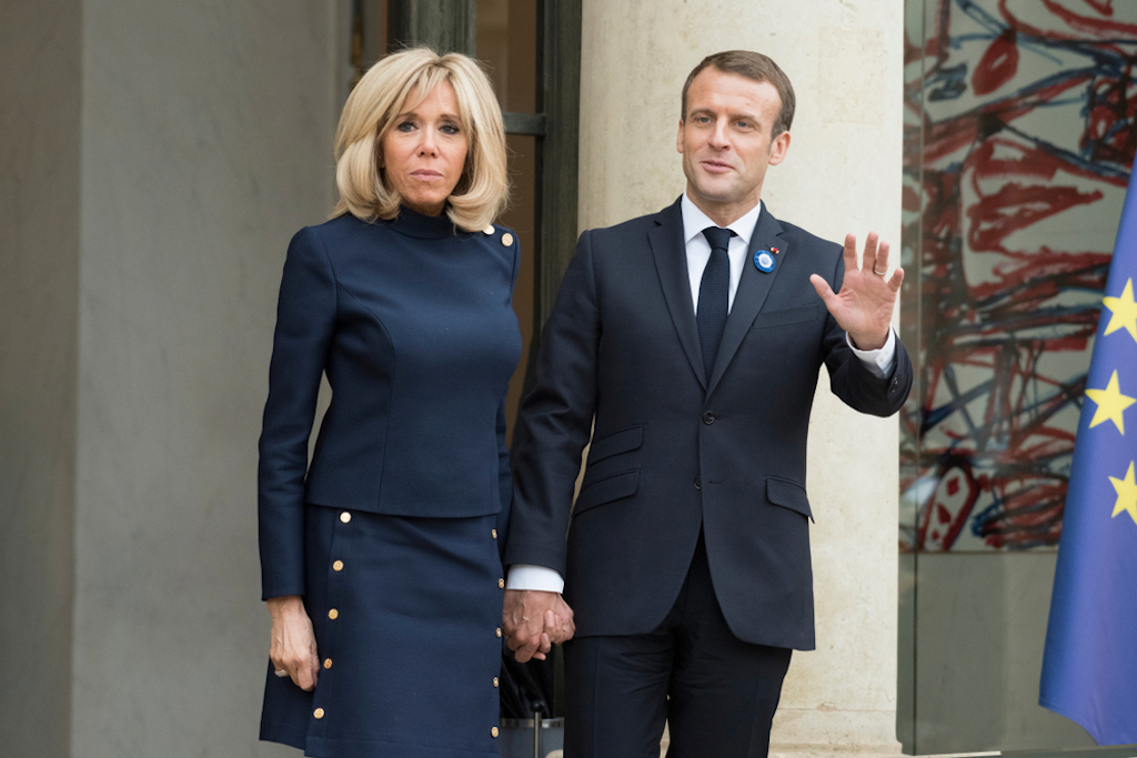 The french President Emmanuel Macron with his wife Brigitte Macron during the visit of the President of United States of America Donald Trump at the Elysee Palace National Geographic bee questions