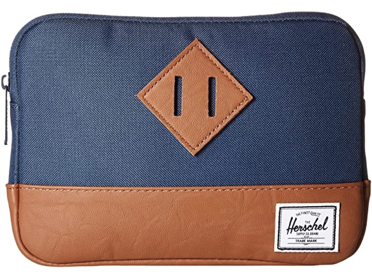 blue ipad sleeve with leather bottom