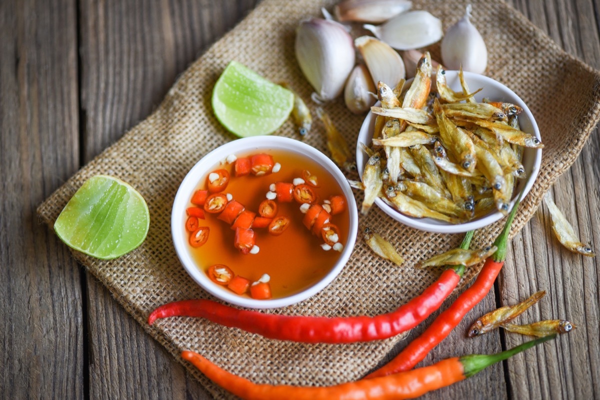 Salt fish with chili peppers