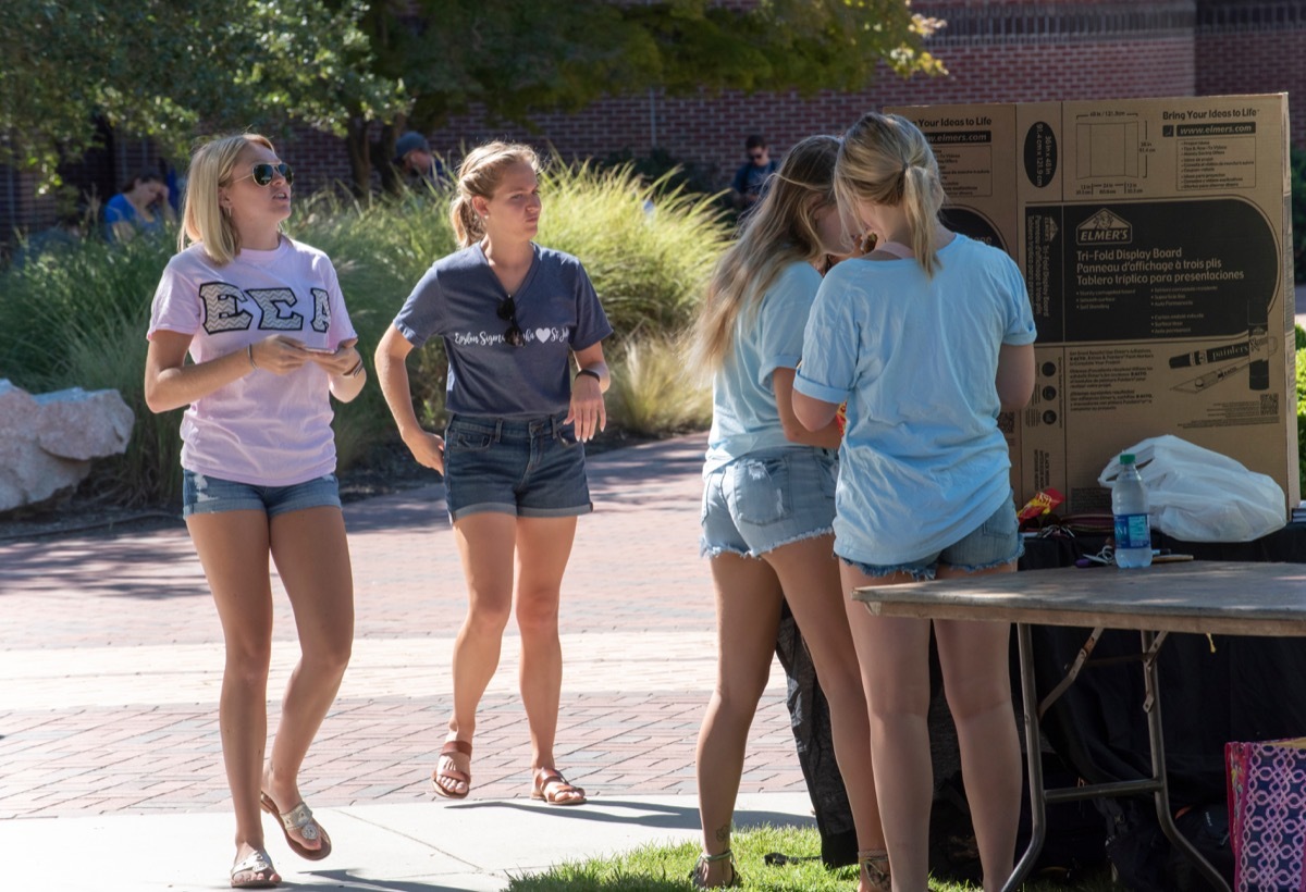 girls in sorority t-shirts, over 40 fashion