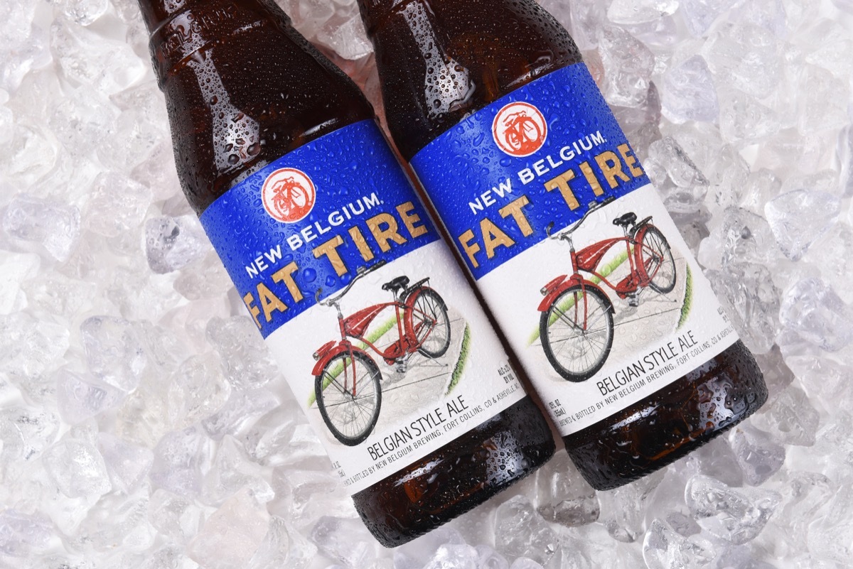 fat tire beer bottle on ice