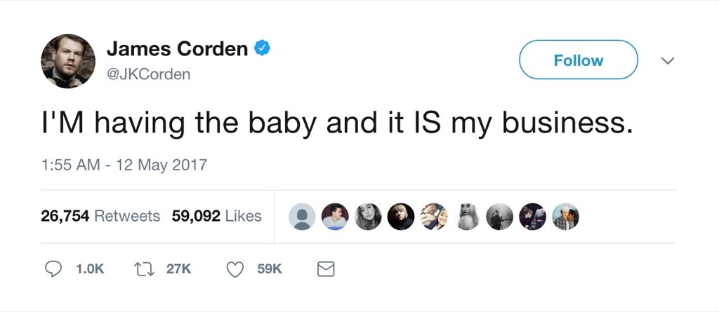 James Corden funny tweet