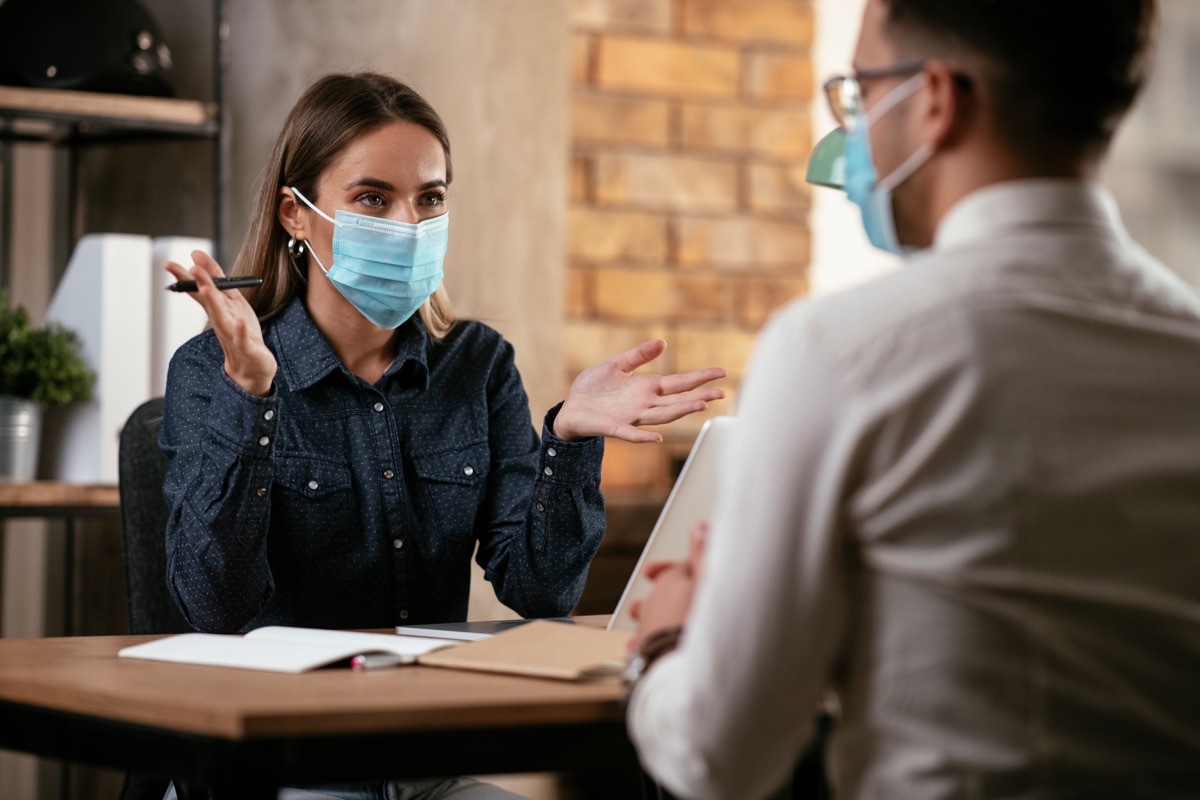 Boss talking to employee