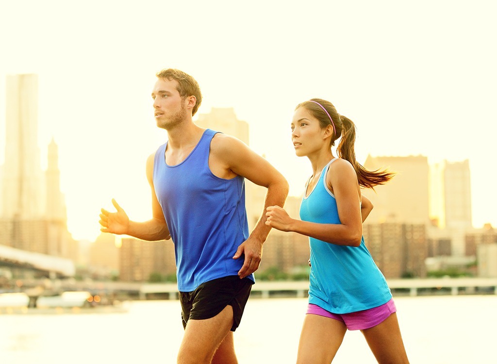 couple running outside