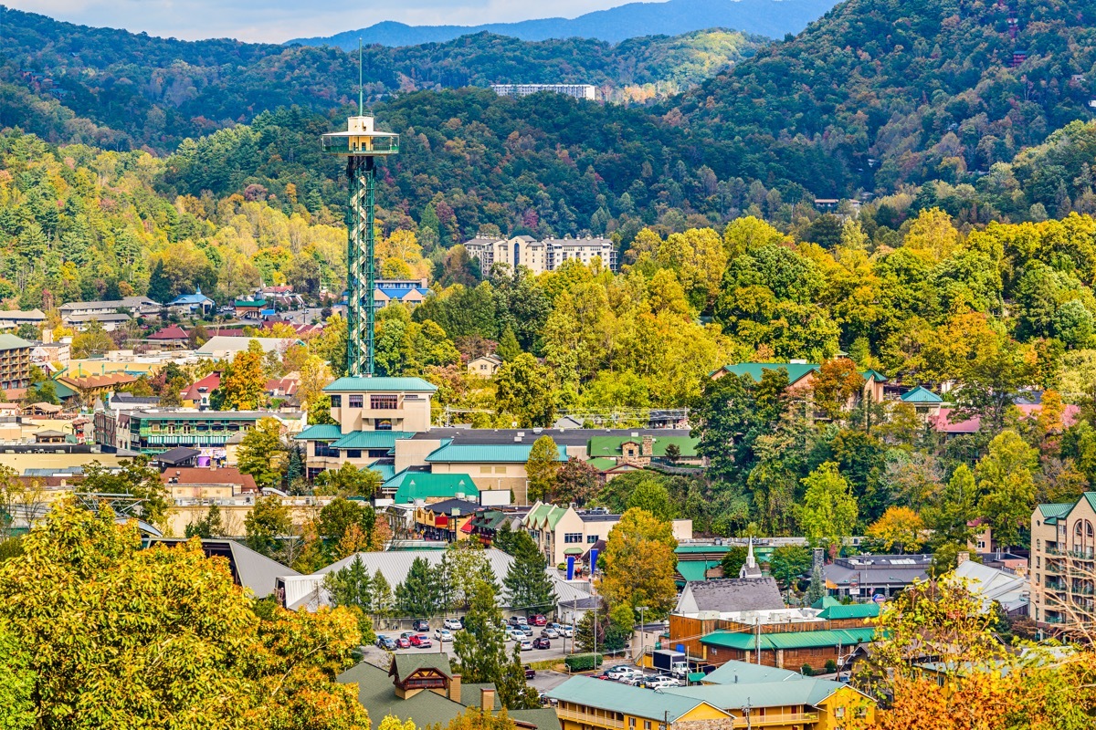 aerial view of gatlinburg tennessee