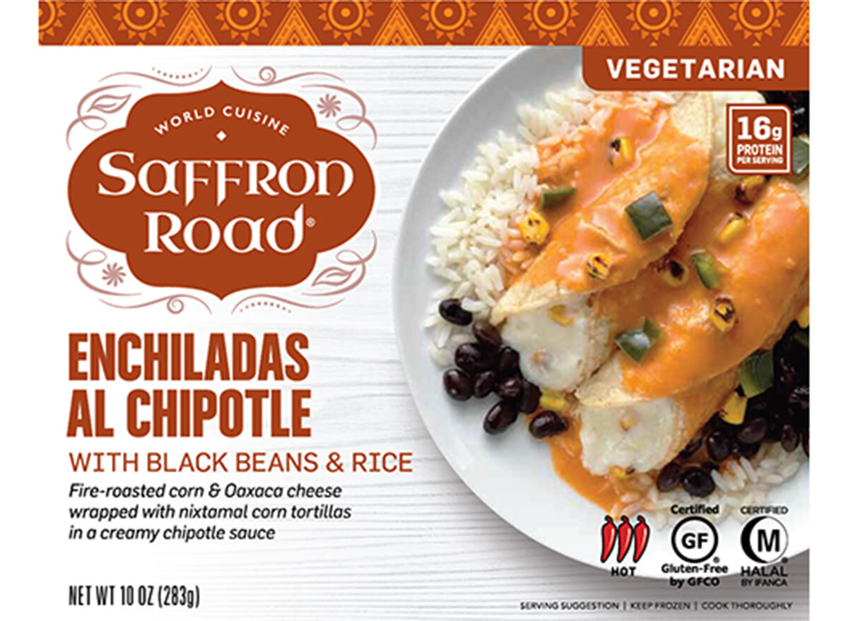 saffron road enchiladas al chipotle frozen meal