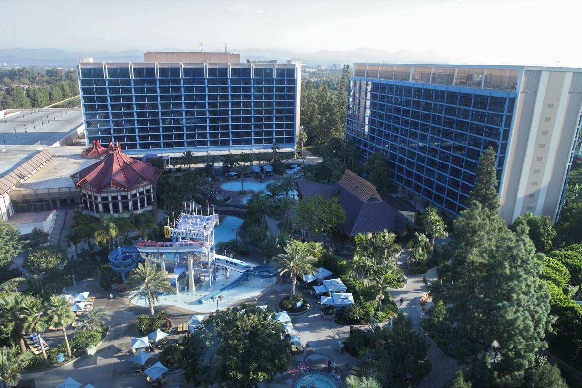 disneyland hotel anaheim aerial view