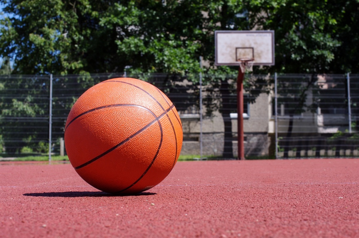 Basketball on a Basketball Court Things Never Leave Outside