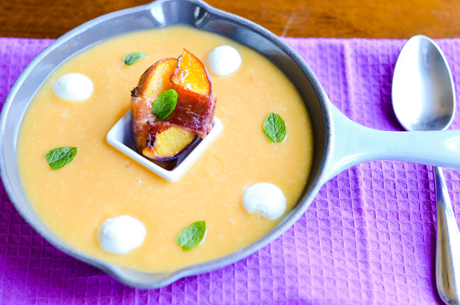 9.  Peach Soup with Goat Cheese