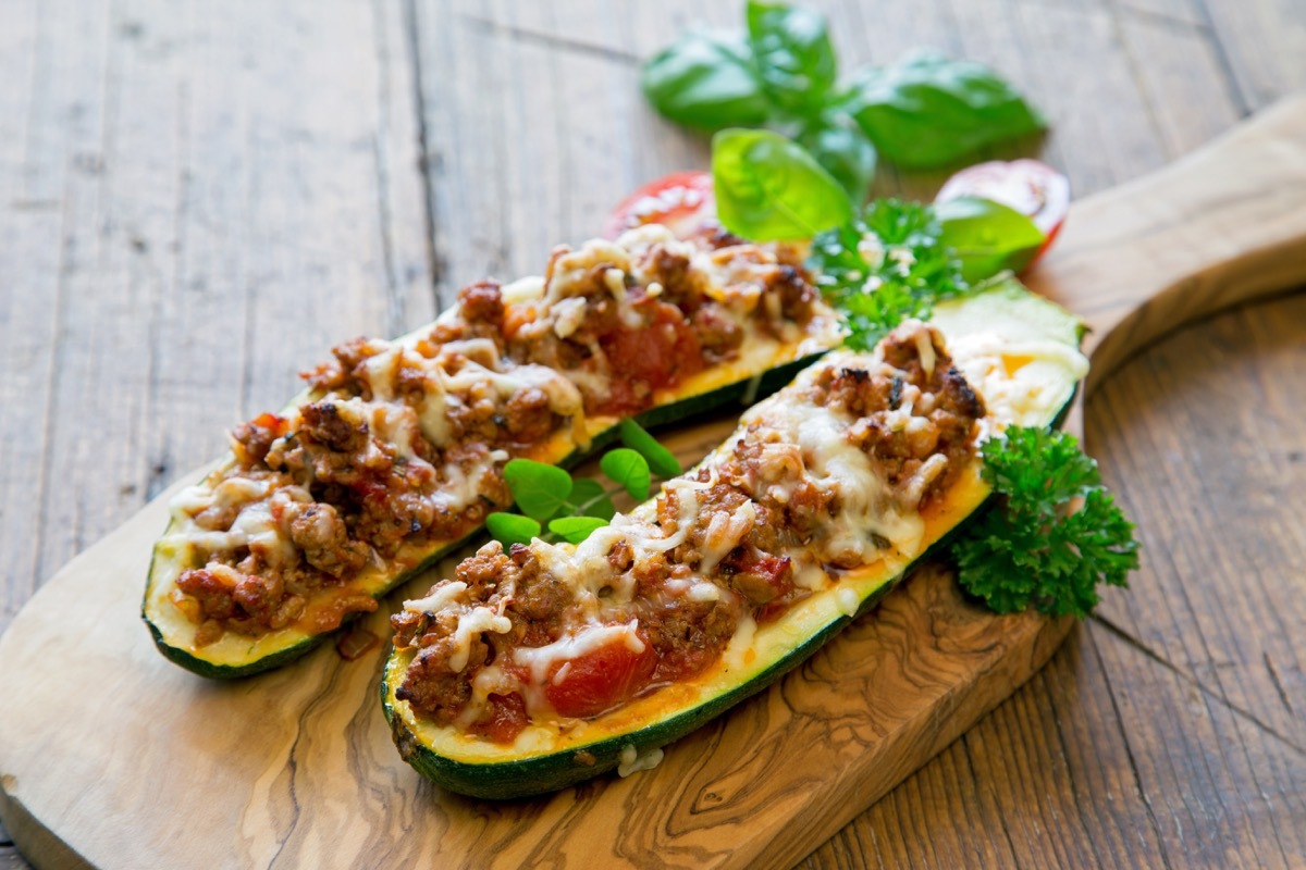 Zucchini boats filled with meat low-carb