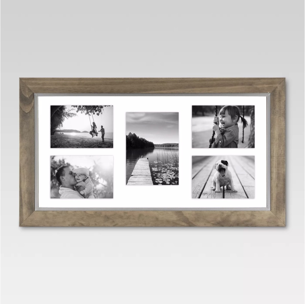 multiple picture frame with wood edges