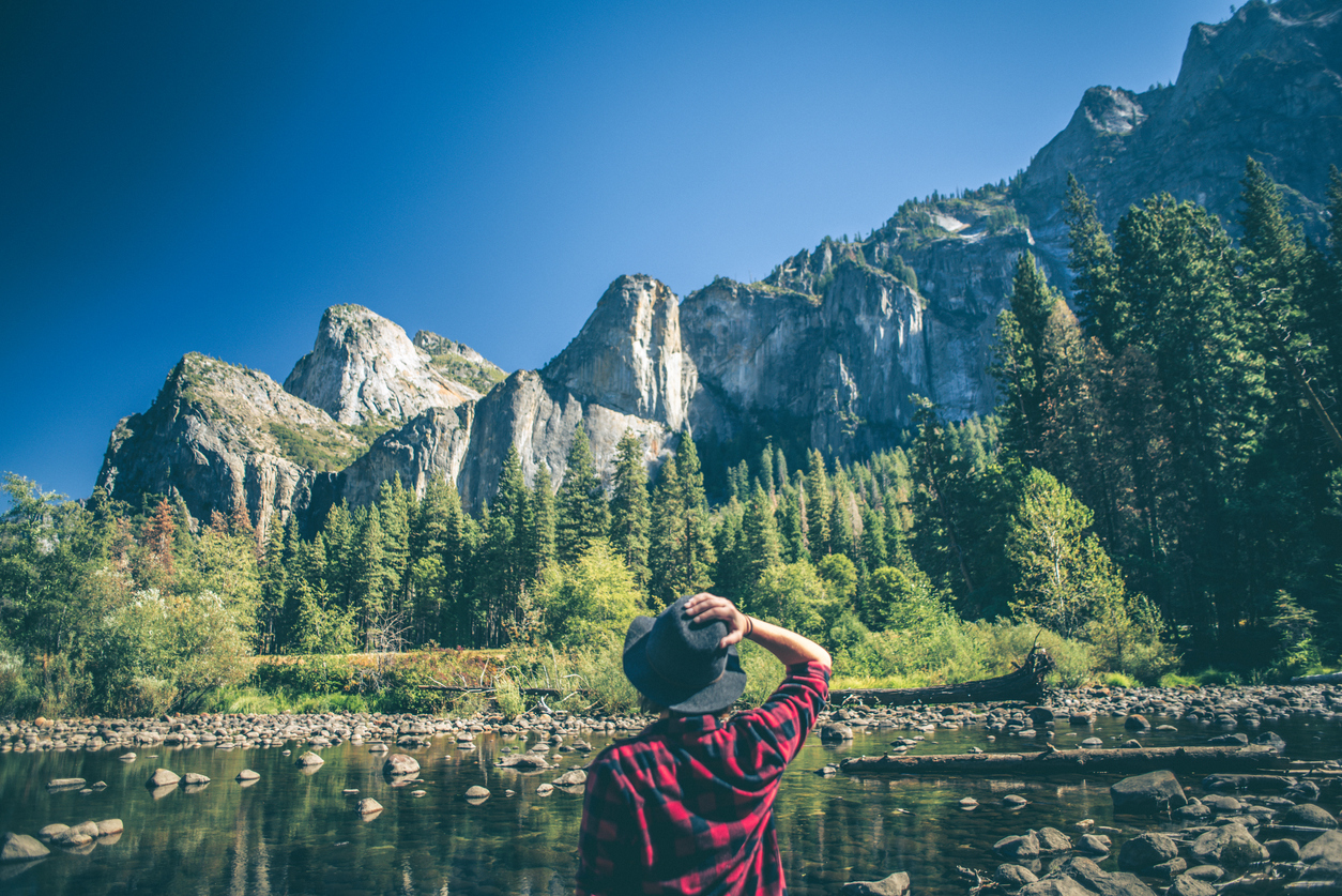 A young woman hiking in Yosemite National Park