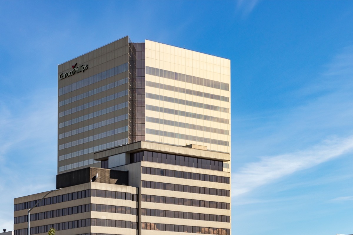 the conoco-phillips building in anchorage alaska at high noon