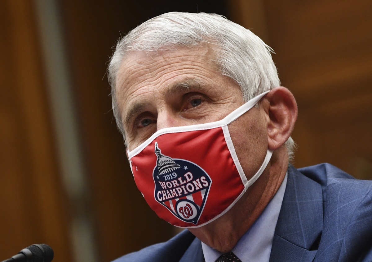 Doctor Anthony Fauci wearing face mask.