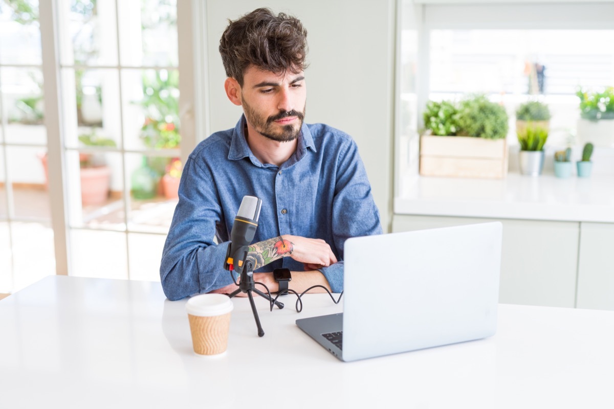 Man making a podcast