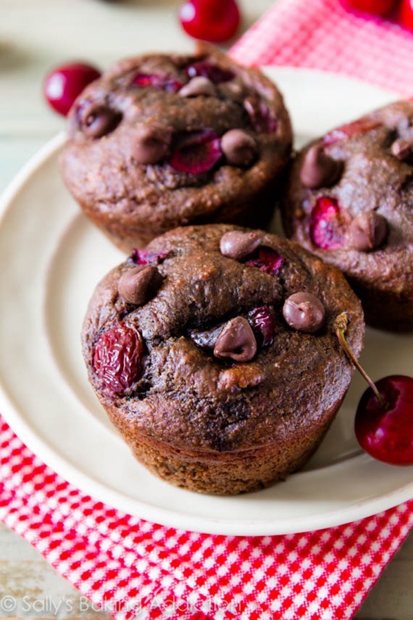 Holiday desserts chocolate cherry muffins