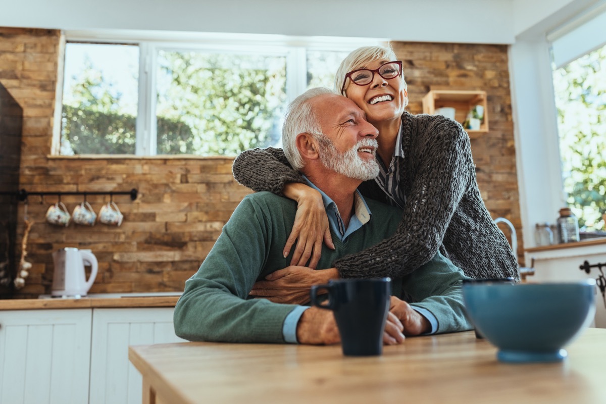 Older couple embracing each other