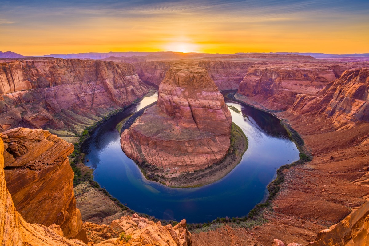 sunset at horseshoe bend at the grand canyon