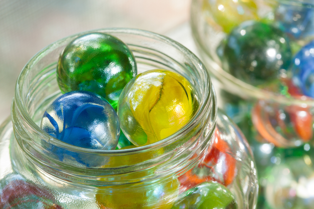 Marbles in mason jars Tricks for hiding children's toys